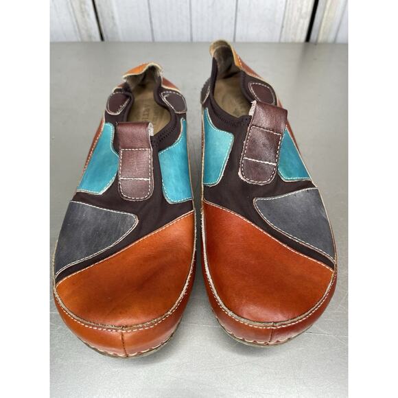 L’ Artiste Spring Step Colorful Mule Clog Leather Brown Teal Women’s 40 9.5/10 - Picture 2 of 5